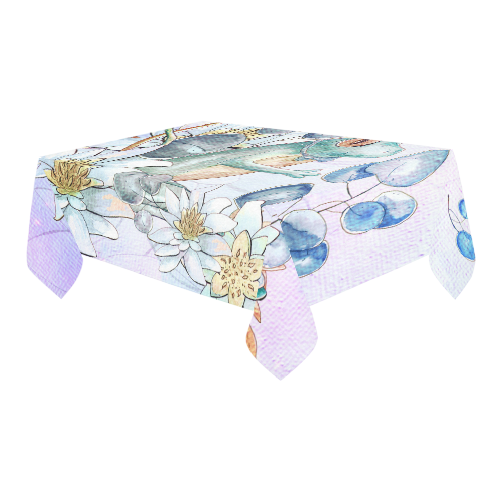 The frog with  waterlily Cotton Linen Tablecloth 60" x 90"