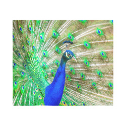 Peacock Blue Green Feathers Bird Nature Cotton Linen Wall Tapestry 60"x 51"