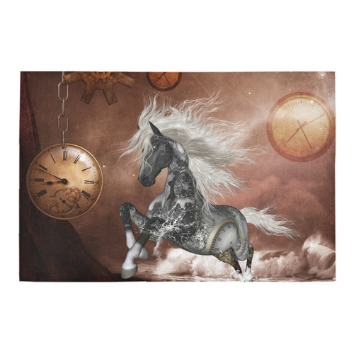 Amazing steampunk horse, silver Azalea Doormat 24" x 16" (Sponge Material)
