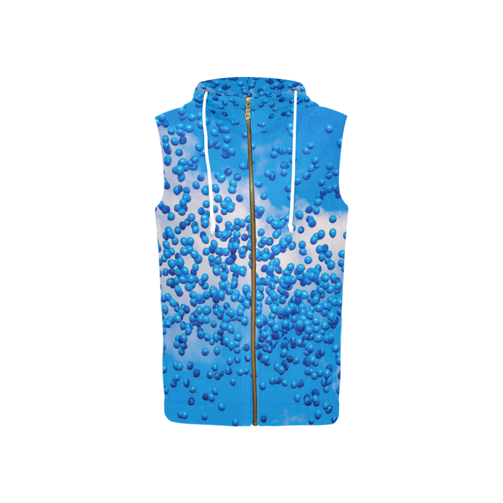 Blue Toy Balloons Flight Fantasy Atmosphere Dream All Over Print Sleeveless Zip Up Hoodie for Women (Model H16)