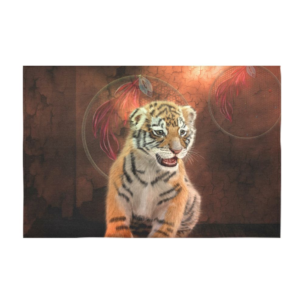Cute little tiger Cotton Linen Tablecloth 60" x 90"