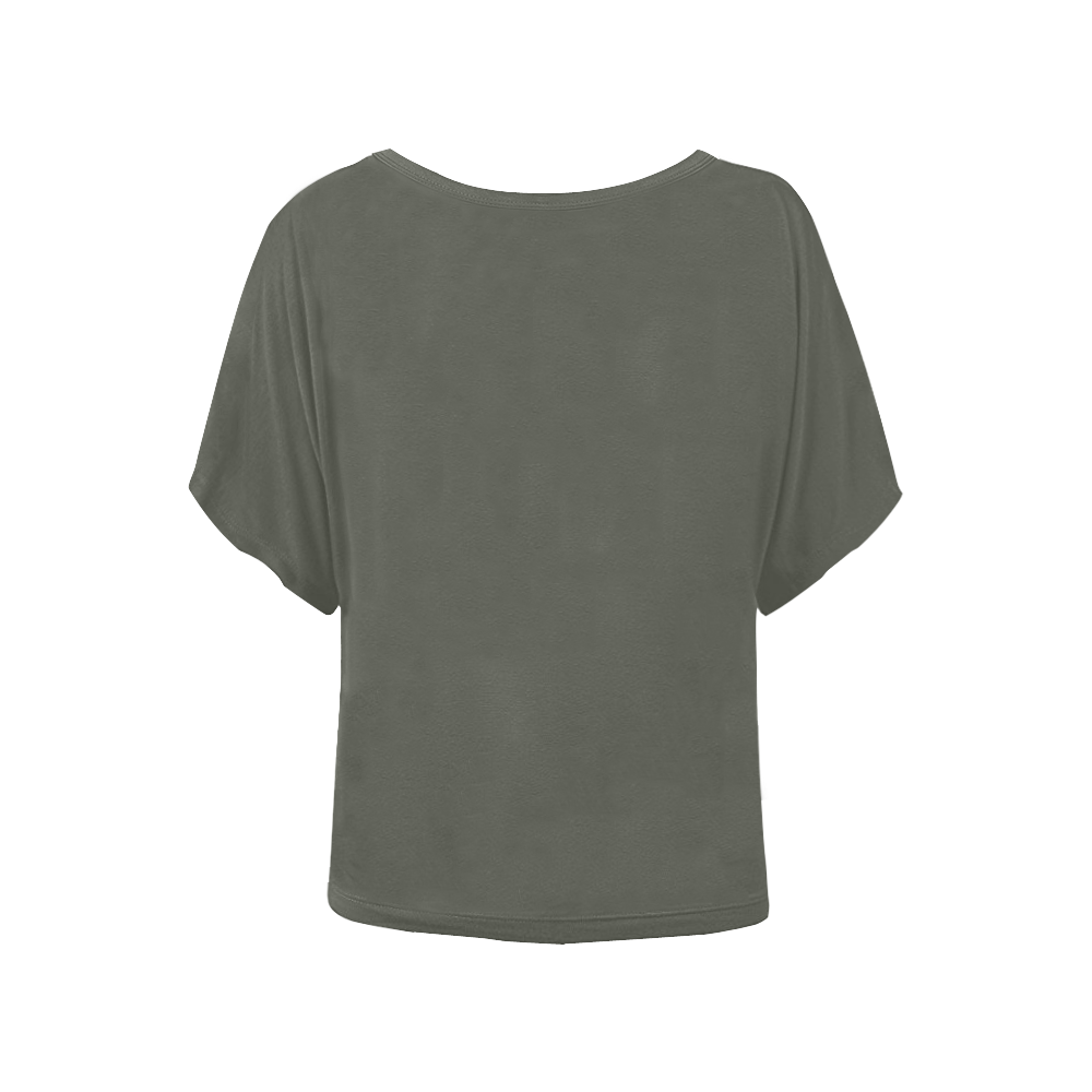 olivegreen Women's Batwing-Sleeved Blouse T shirt (Model T44)