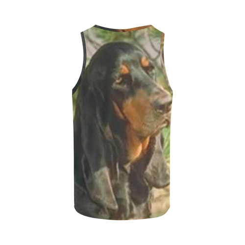 Black Tan Coonhound All Over Print Tank Top for Women (Model T43)
