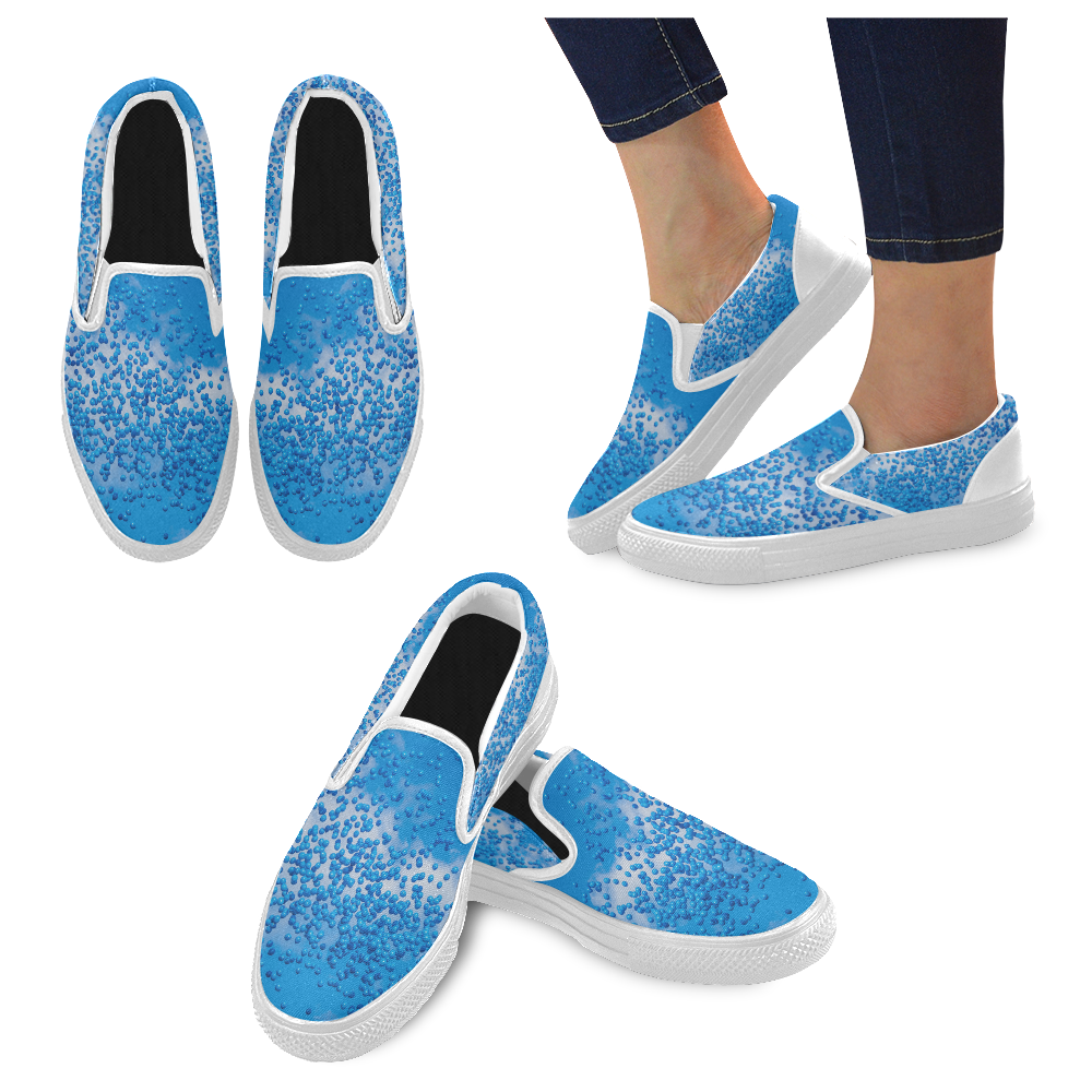 Blue Toy Balloons Flight Air Sky Atmosphere Cool Men's Unusual Slip-on Canvas Shoes (Model 019)