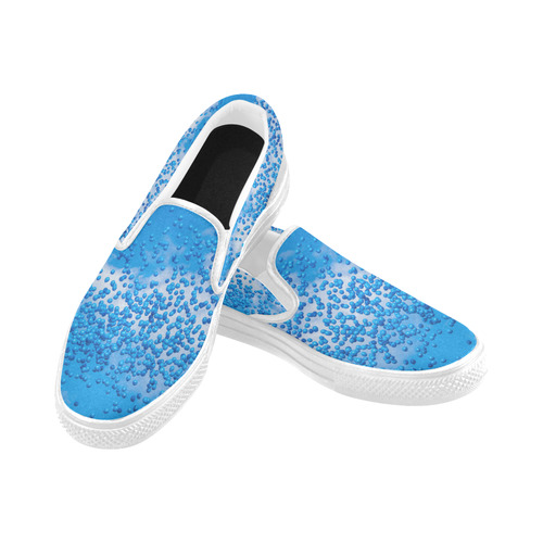 Blue Toy Balloons Flight Air Sky Atmosphere Cool Women's Slip-on Canvas Shoes (Model 019)