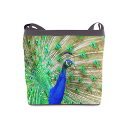 Peacock Blue Green Feathers Bird Nature Crossbody Bags (Model 1613)