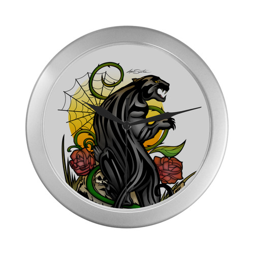 Panther Silver Color Wall Clock