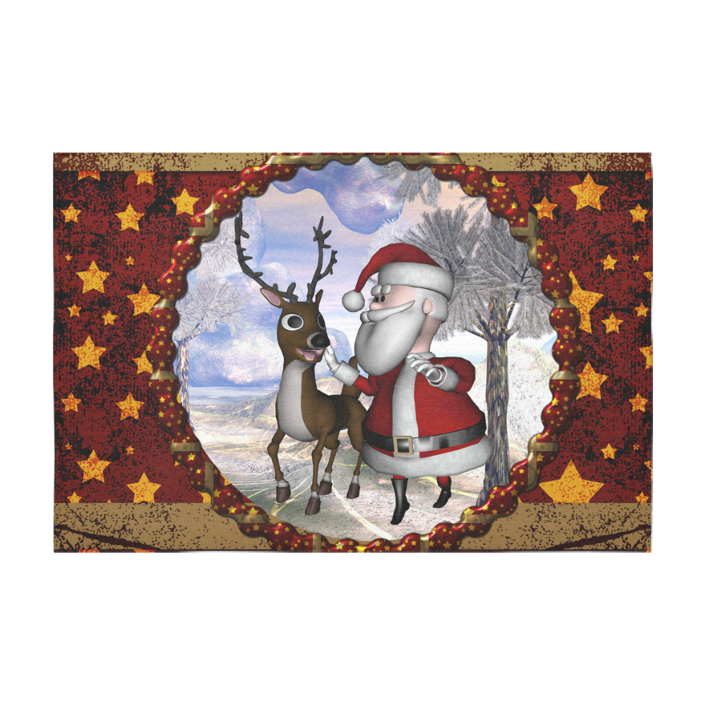 Santa Claus with reindeer, cartoon Cotton Linen Tablecloth 60" x 90"