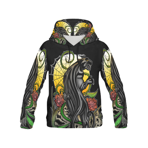 Panther All Over Print Hoodie for Women (USA Size) (Model H13)