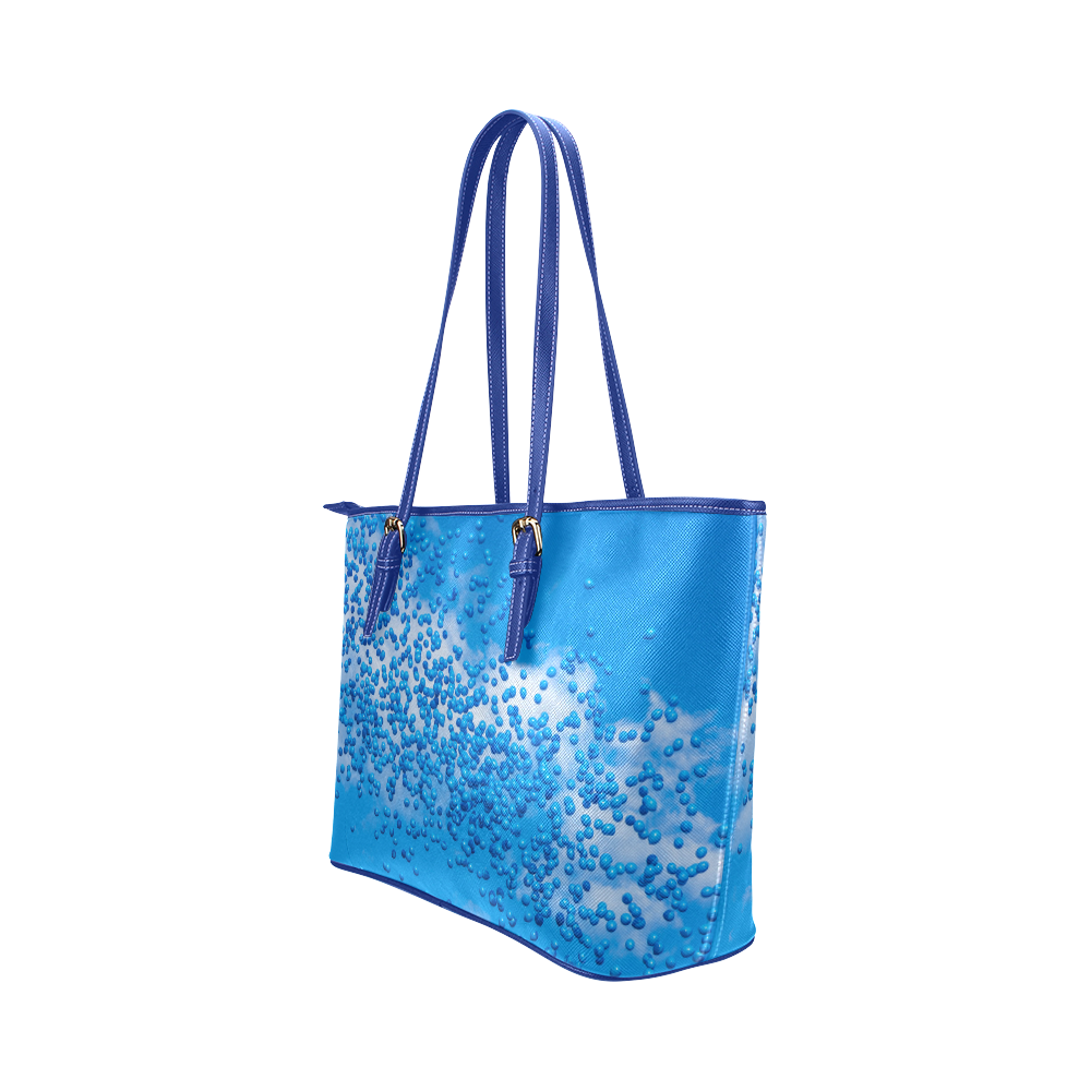 Blue Toy Balloons Flight Air Sky Atmosphere Cool Leather Tote Bag/Small (Model 1651)