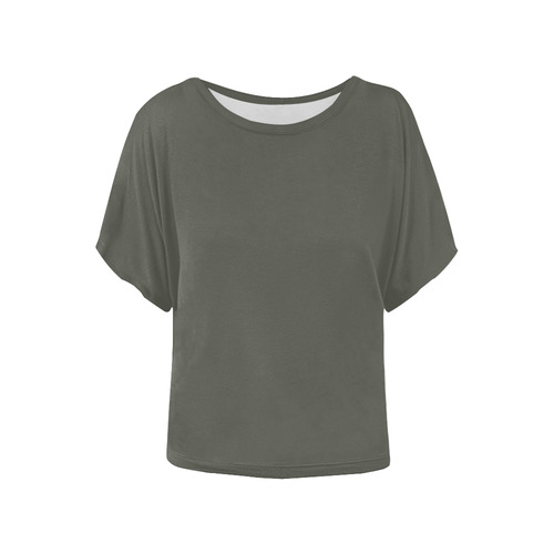 olivegreen Women's Batwing-Sleeved Blouse T shirt (Model T44)