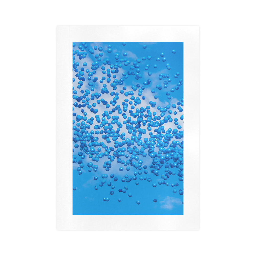 Blue Toy Balloons Flight Air Sky Dream Art Print 16‘’x23‘’