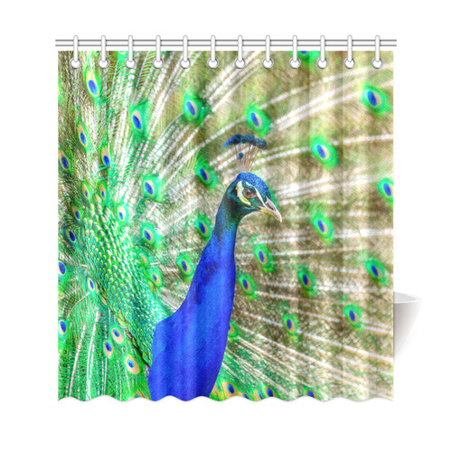 Peacock Blue Green Feathers Bird Nature Shower Curtain 69"x72"