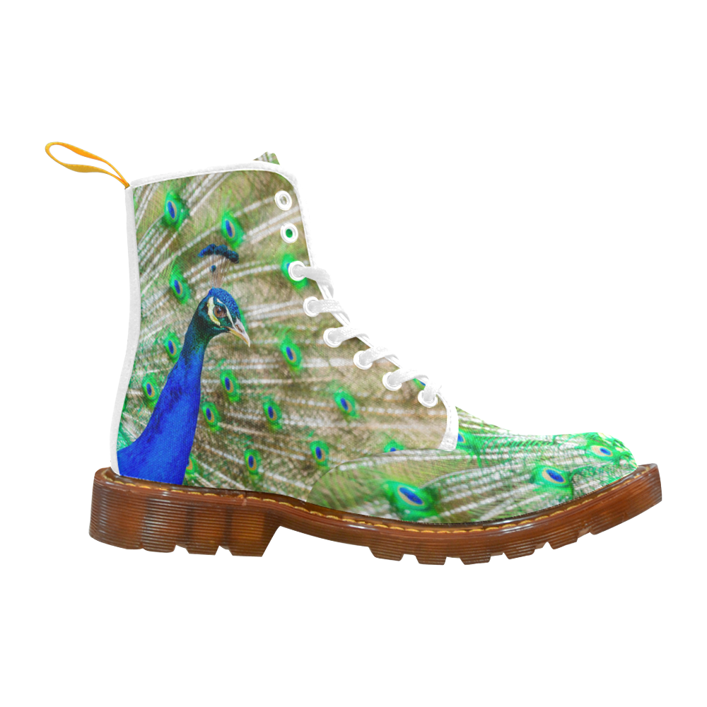 Peacock Blue Green Feathers Bird Nature Martin Boots For Women Model 1203H