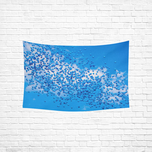 Blue Toy Balloons Flight Fantasy Atmosphere Dream Cotton Linen Wall Tapestry 60"x 40"