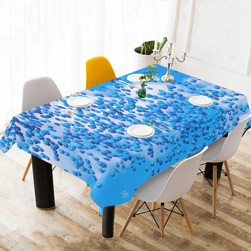 Blue Toy Balloons Flight Fantasy Atmosphere Dream Cotton Linen Tablecloth 60"x120"