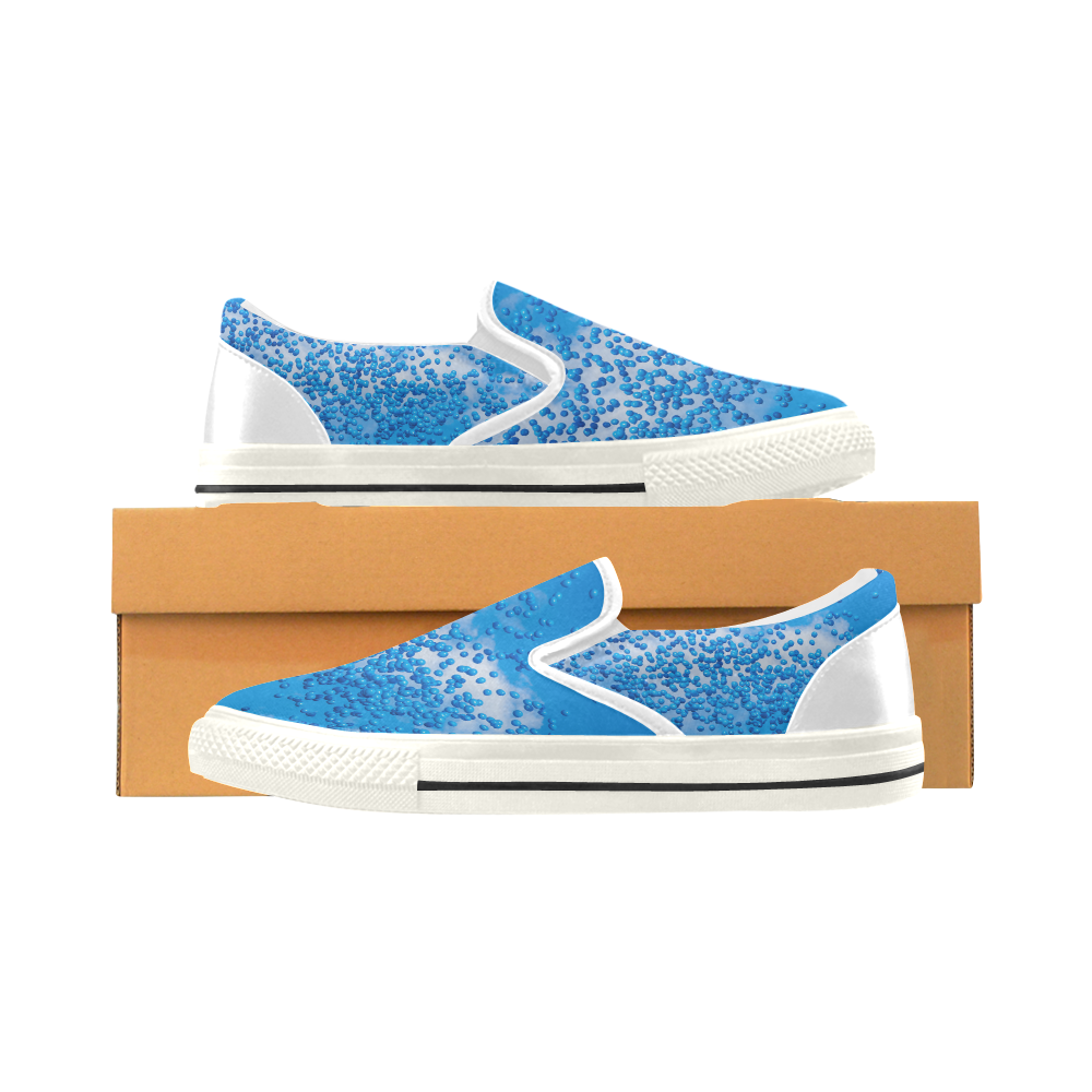 Blue Toy Balloons Flight Air Sky Atmosphere Cool Women's Slip-on Canvas Shoes/Large Size (Model 019)