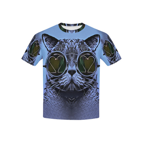 CAT BLUE KITTY KIDS Kids' All Over Print T-shirt (USA Size) (Model T40)
