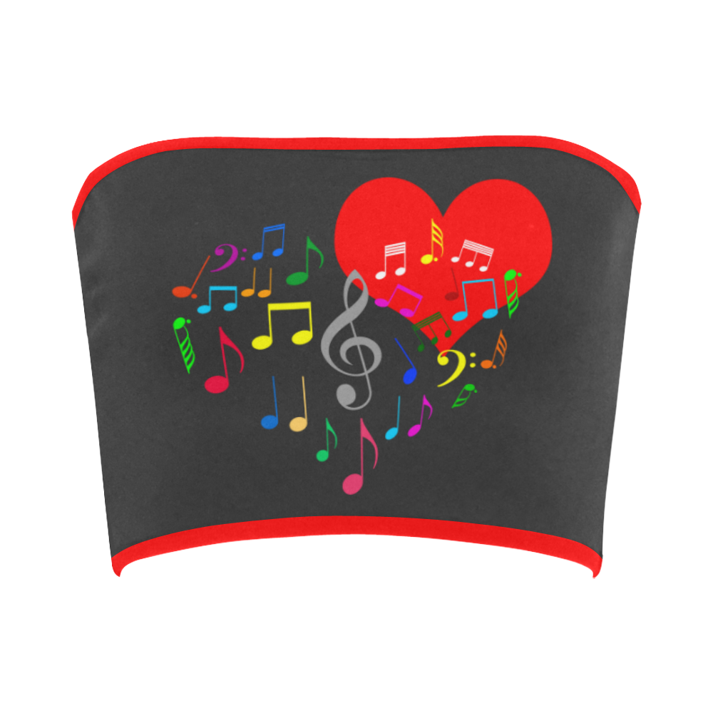 Singing Heart Red Song Color Music Love Romantic Bandeau Top