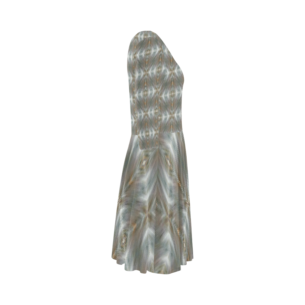 Silver copper filigree design Elbow Sleeve Ice Skater Dress (D20)