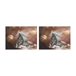 Amazing steampunk horse, silver Placemat 14’’ x 19’’ (Set of 2)