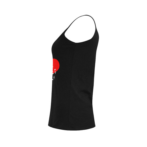 Singing Heart Red Note Music Love Romantic White Women's Spaghetti Top (USA Size) (Model T34)