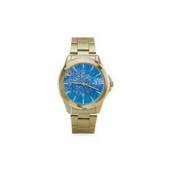 Blue Toy Balloons Flight Air Sky Atmosphere Time Custom Gilt Watch(Model 101)