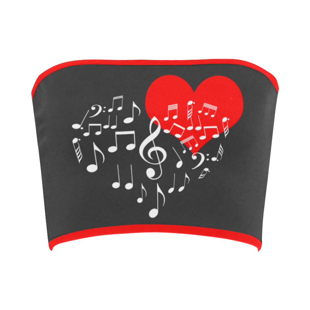 Singing Heart Red Note Music Love Romantic White Bandeau Top