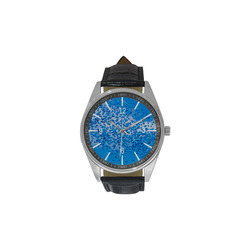 Blue Toy Balloons Flight Air Sky Atmosphere Time Men's Casual Leather Strap Watch(Model 211)