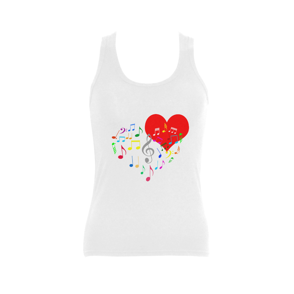 Singing Heart Red Song Color Music Love Romantic Women's Shoulder-Free Tank Top (Model T35)