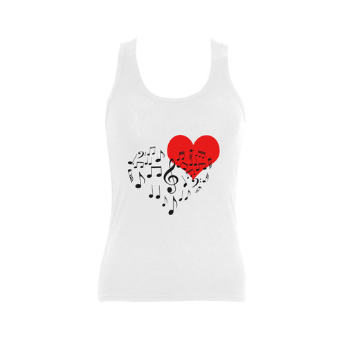 Singing Heart Red Song Black Music Love Romantic Women's Shoulder-Free Tank Top (Model T35)