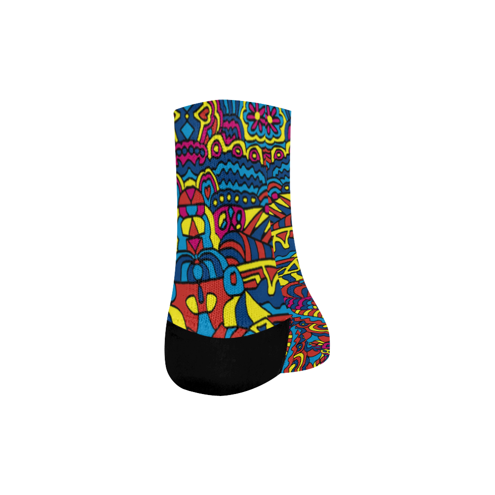 Groovy  Doodle Colorful Art Quarter Socks