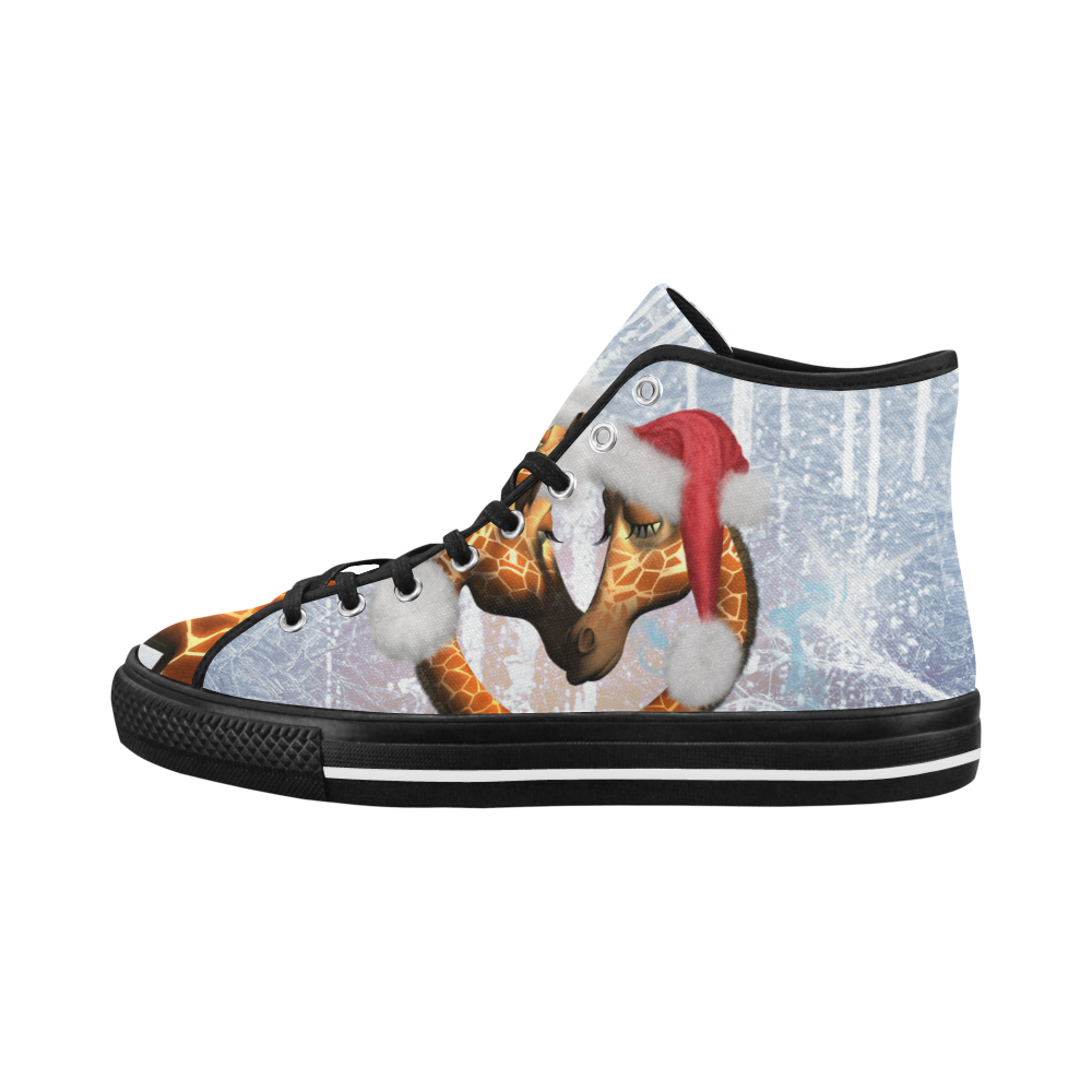 Christmas, funny giraffe Vancouver H Women's Canvas Shoes (1013-1)