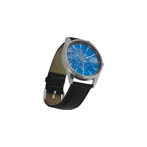 Blue Toy Balloons Flight Air Sky Atmosphere Time Men's Casual Leather Strap Watch(Model 211)