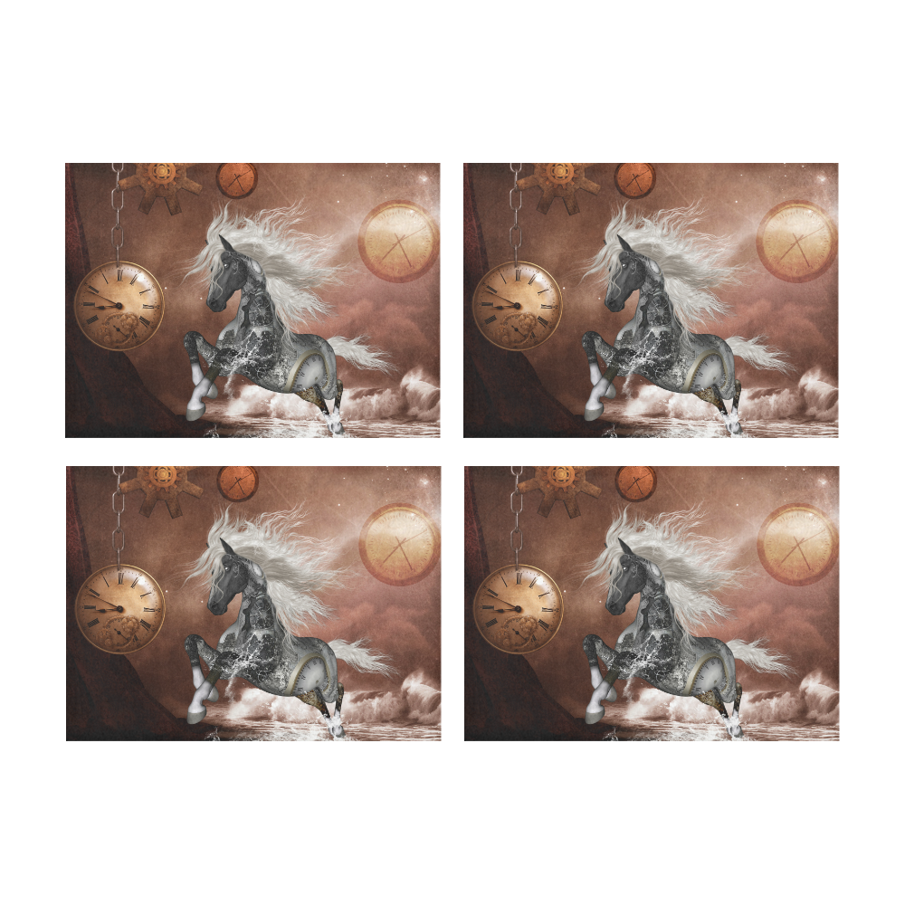 Amazing steampunk horse, silver Placemat 14’’ x 19’’ (Set of 4)