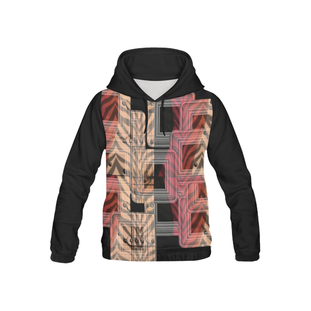 Zebra Guitar Collage All Over Print Hoodie for Kid (USA Size) (Model H13)