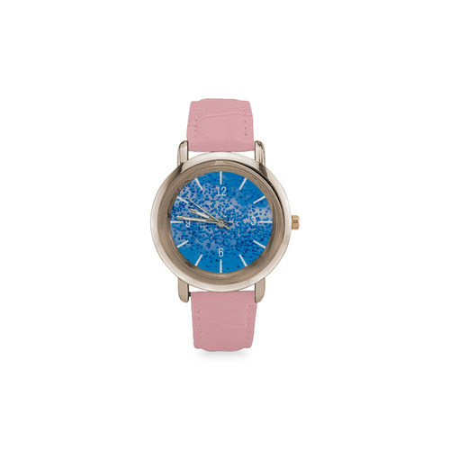Blue Toy Balloons Flight Air Sky Atmosphere Time Women's Rose Gold Leather Strap Watch(Model 201)