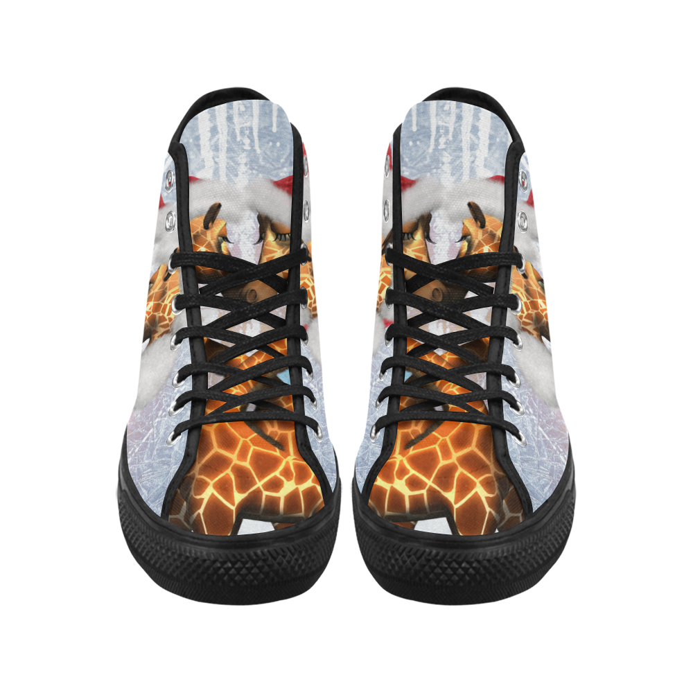 Christmas, funny giraffe Vancouver H Women's Canvas Shoes (1013-1)
