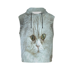 Persian White Cat All Over Print Sleeveless Hoodie for Men (Model H15)