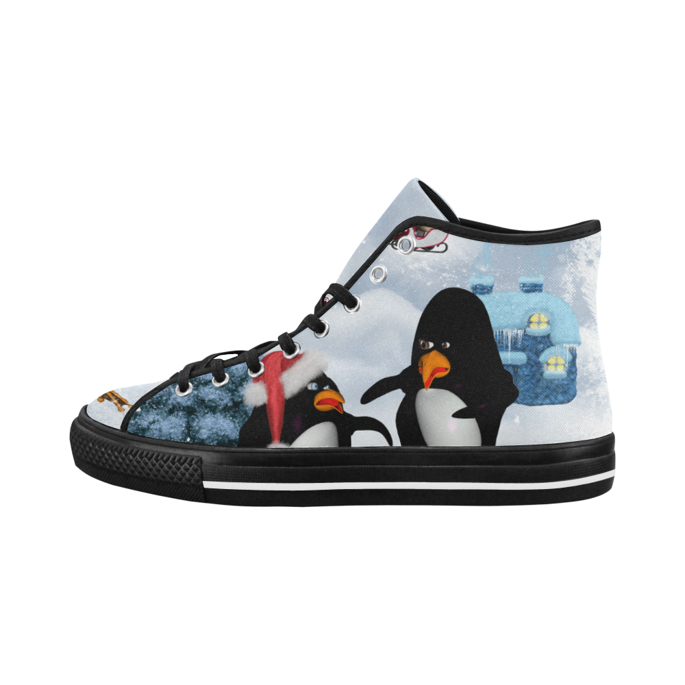 Christmas, funny, cute penguin Vancouver H Women's Canvas Shoes (1013-1)