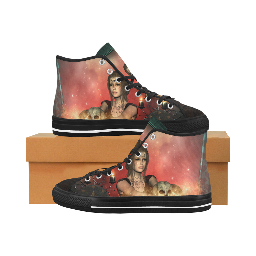 The dark fairy with skulls Vancouver H Women's Canvas Shoes (1013-1)