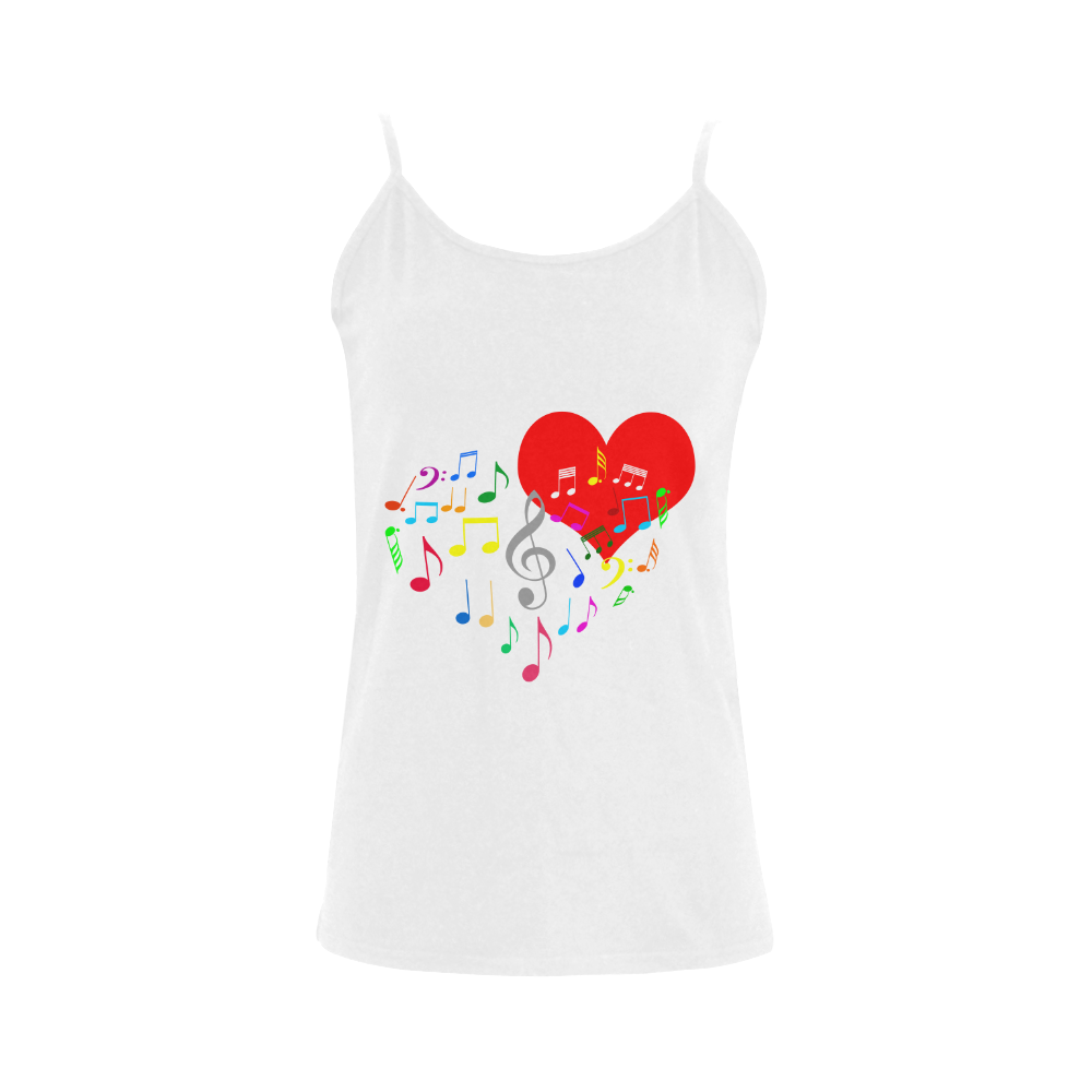 Singing Heart Red Song Color Music Love Romantic Women's Spaghetti Top (USA Size) (Model T34)