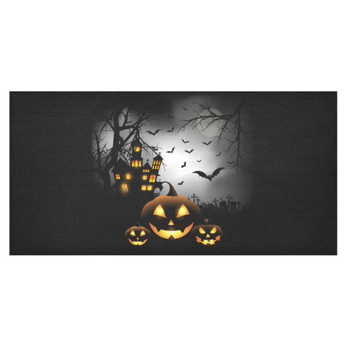 Spooky Halloween Pumpkins Haunted House Cotton Linen Tablecloth 60"x120"