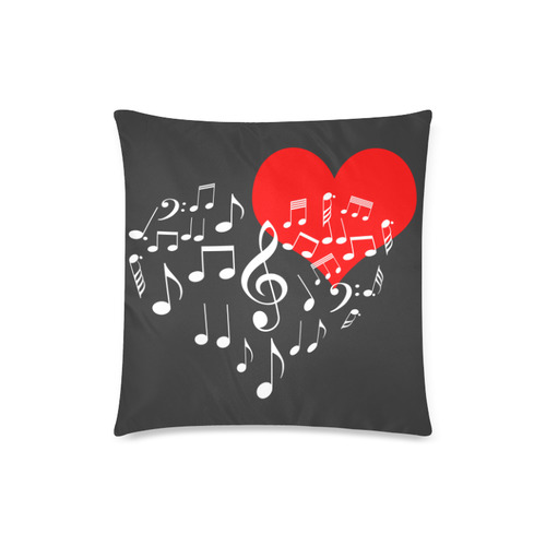 Singing Heart Red Note Music Love Romantic White Custom Zippered Pillow Case 18"x18"(Twin Sides)