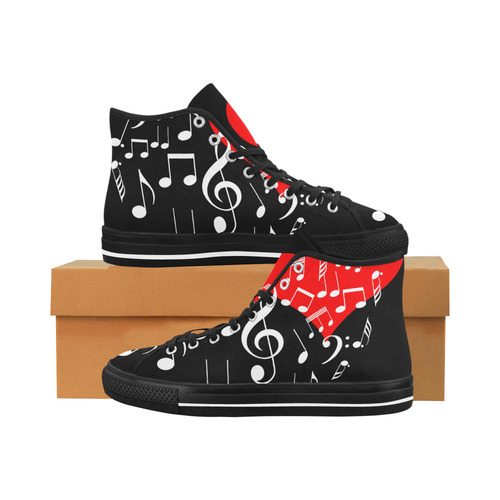 Singing Heart Red Note Music Love Romantic White Vancouver H Men's Canvas Shoes/Large (1013-1)