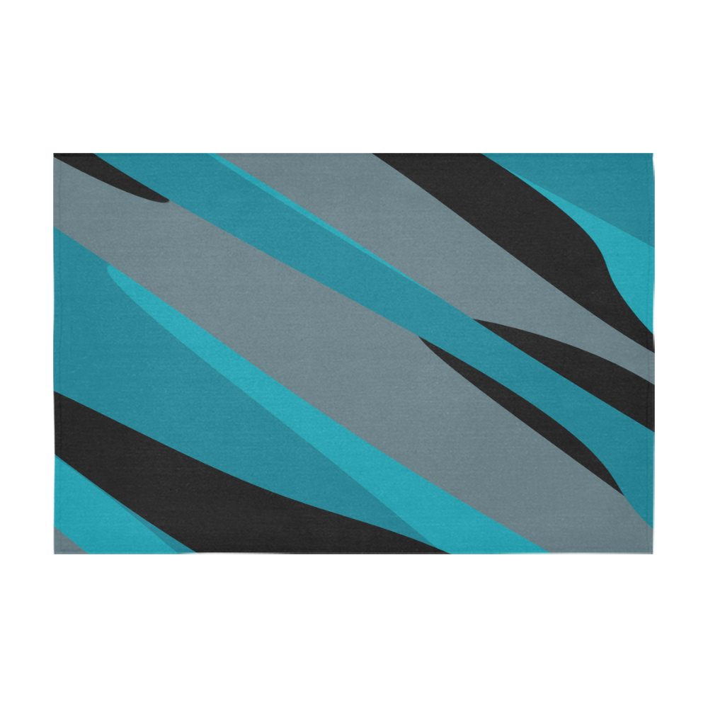 turquoise and gray Cotton Linen Tablecloth 60" x 90"
