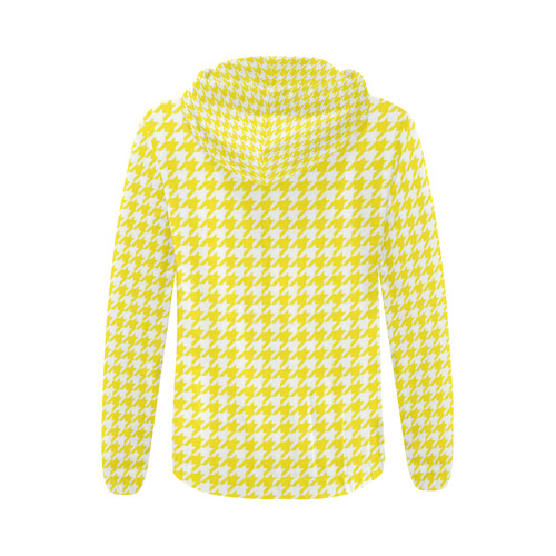 Friendly Houndstooth Pattern,yellow by FeelGood All Over Print Full Zip Hoodie for Women (Model H14)