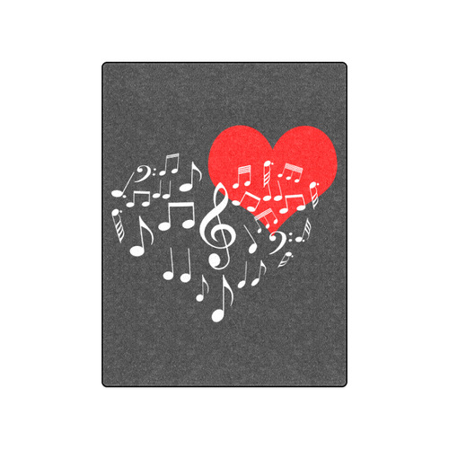 Singing Heart Red Note Music Love Romantic White Blanket 50"x60"