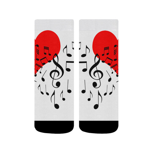 Singing Heart Red Song Black Music Love Romantic Quarter Socks