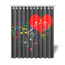 Singing Heart Red Song Color Music Love Romantic Shower Curtain 69"x84"